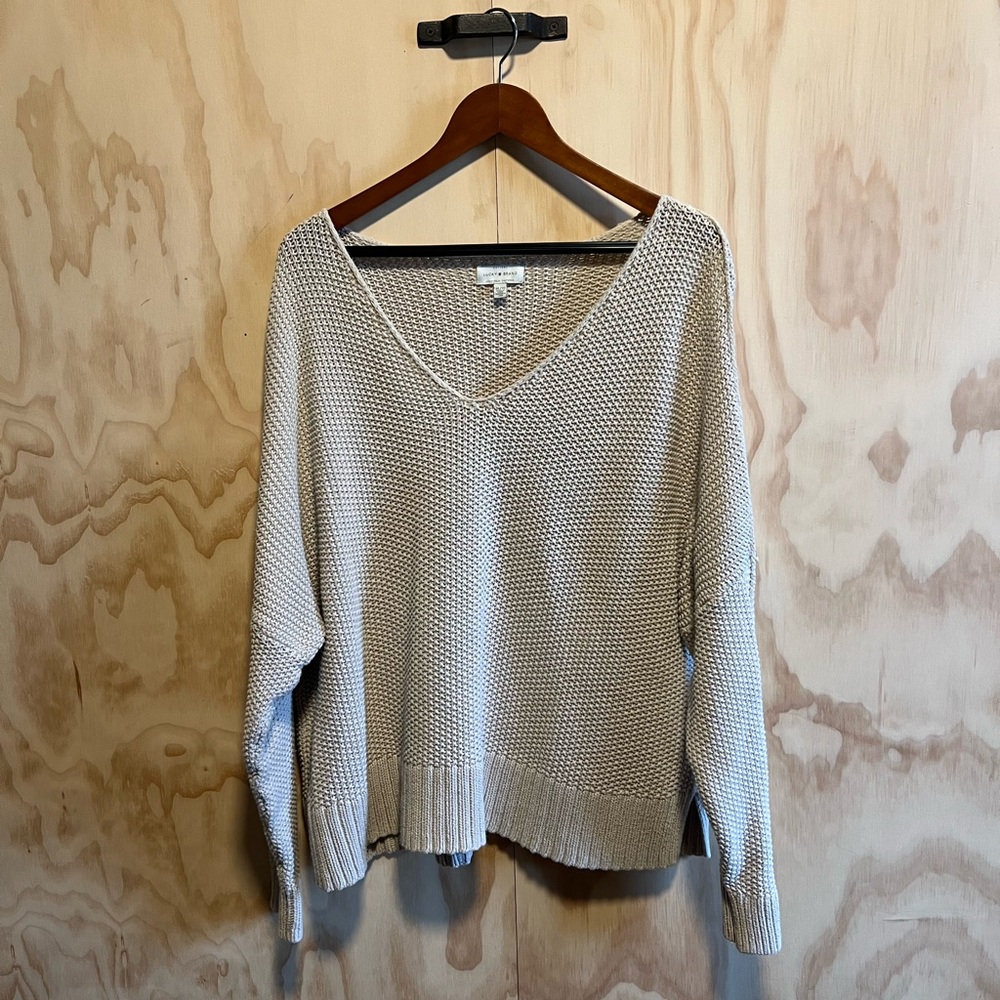 Lucky Brand Slouchy Oversized Sweater XL Neutral Cream